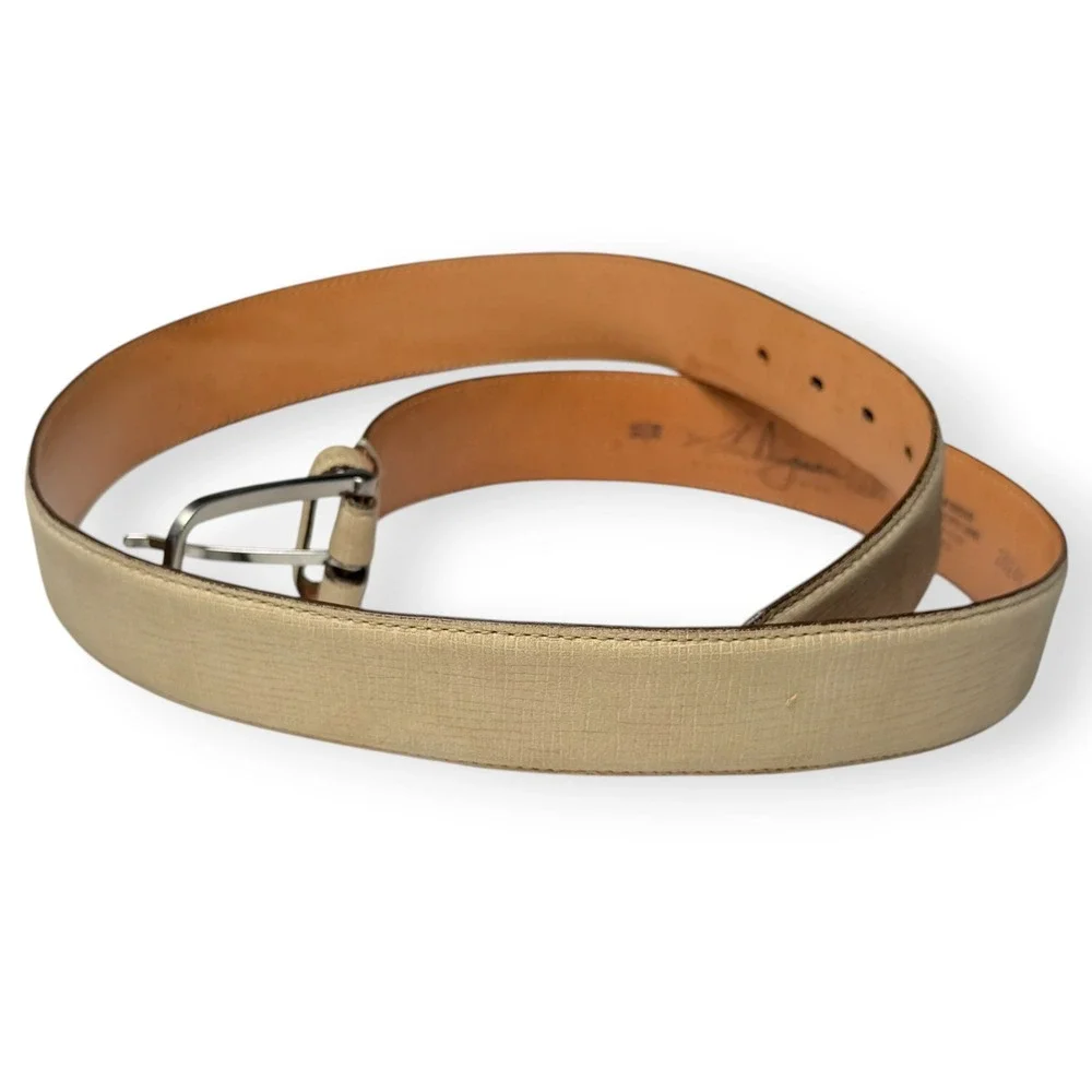 Martin Dingman Belt Nubuck Leather Cream Suede Mens Sz 38 Sand USA Made $128